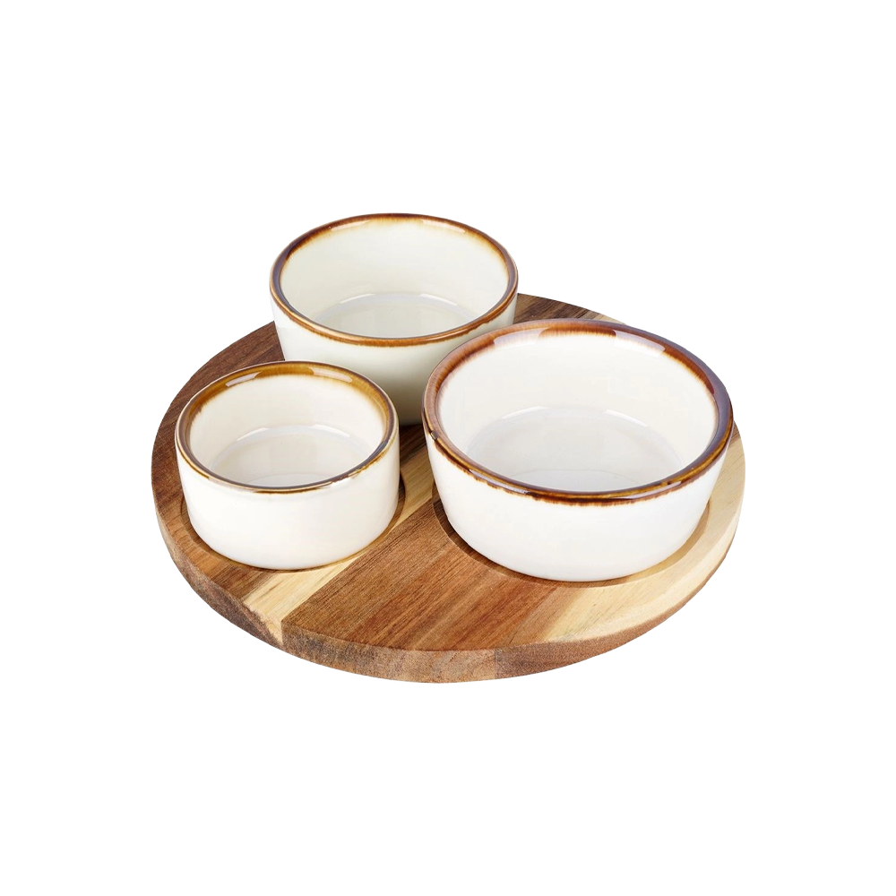 3 snackskåle på bakke